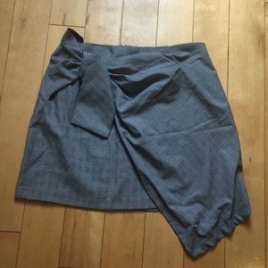 Zara Plaid Faux Wrap Tied Skirt